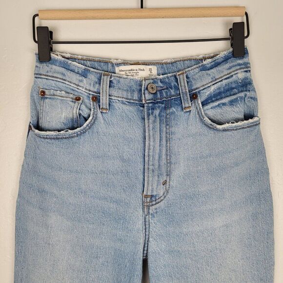 Abercrombie & Fitch Size 25S The 90s Straight Ultra High Rise Jeans Side Slits - Picture 4 of 13